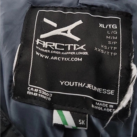ARCTIX Youth Unisex Kids XL X-Large 32x29 Black Snow Pants 100% Polyester Cold - Picture 4 of 5